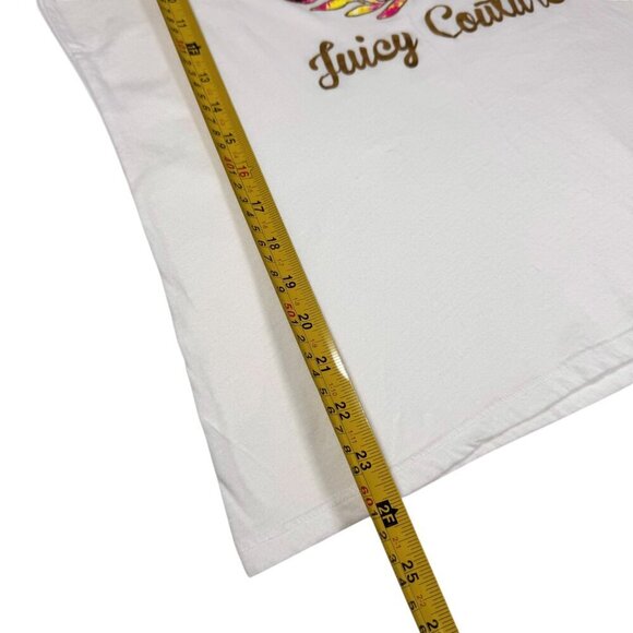 Juicy Couture VTG Y2K Graphic Tee Sz. L White Rhinestones Short Sleeve Preppy - Picture 9 of 12